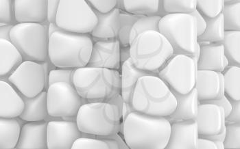 Cute soft block, fun repeated shapes, 3d rendering. Computer digital drawing.