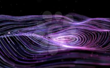Purple curve lines vortex, fantasy background, 3d rendering. Computer digital drawing.