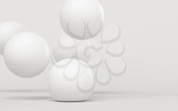 Bouncing soft balls with white background, 3d rendering. Computer digital drawing.