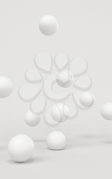 Bouncing soft balls with white background, 3d rendering. Computer digital drawing.