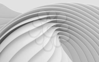 White curves with abstract geometry, 3d rendering. Computer digital drawing.