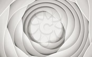 White curves with abstract geometry, 3d rendering. Computer digital drawing.