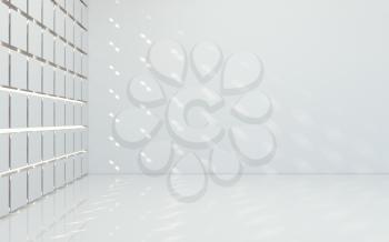 Empty room with white background, 3d rendering. Computer digital drawing.