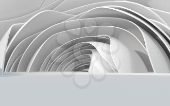 Curves and architecture with white background, 3d rendering. Computer digital drawing.