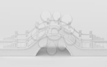 Arch bridge with white background, 3d rendering. Computer digital drawing.