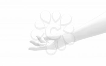 Hand sculpture with white background, 3d rendering. Computer digital drawing.