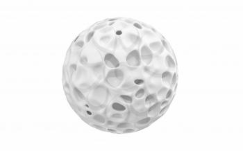 A sphere with multihole effect with white background, 3d rendering. Computer digital drawing,