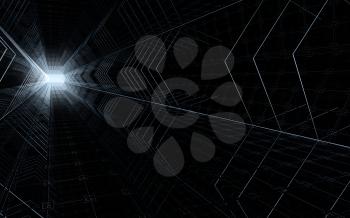 Dark tunnel background, 3d rendering. Computer digital drawing.