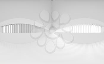 Panoramic view of the empty room, 3d rendering. Computer digital drawing.