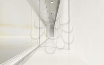 White empty corridor, 3d rendering. Computer digital drawing.