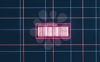 Bar code with black background, 3d rendering. Computer digital drawing.