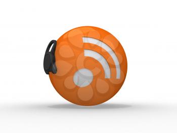 Royalty Free Clipart Image of a RSS Symbol with Headset