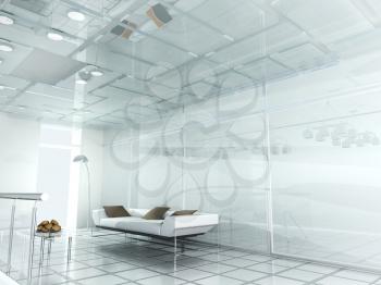 Royalty Free Clipart Image of a New Modern Office