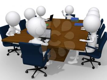 Royalty Free Clipart Image of Figures in a Meeting