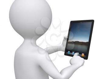 Royalty Free Clipart Image of a Person With a Personal Device