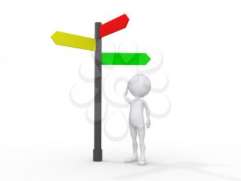 Royalty Free Clipart Image of a Person at a Crossroads