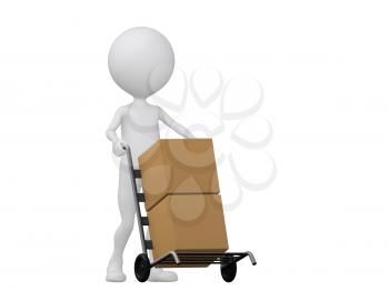 Royalty Free Clipart Image of a Figure Moving Boxes