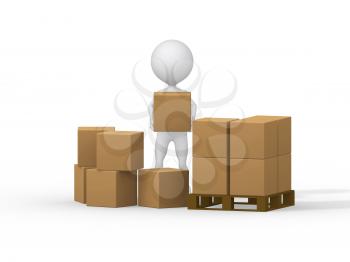 Royalty Free Clipart Image of a Figure Carrying Boxes