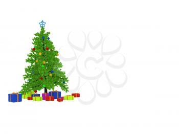 Royalty Free Clipart Image of a Christmas Tree with Presents