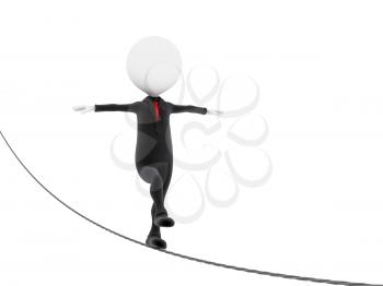 Royalty Free Clipart Image of a Businessman on a Tightrope