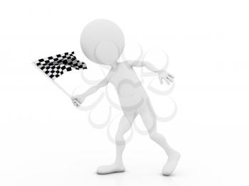 Royalty Free Clipart Image of a Figure with a Racing Flag