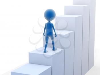 Royalty Free Clipart Image of a Figure Climbing the Stairs