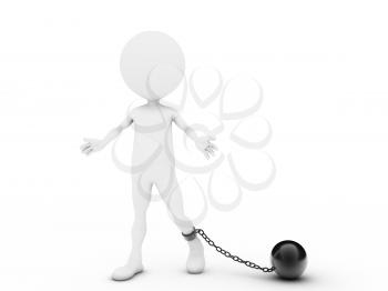 Royalty Free Clipart Image of a Person With a Ball and Chain