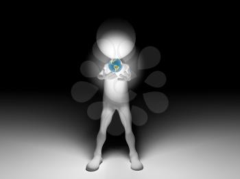 Royalty Free Clipart Image of a Person Holding an Earth