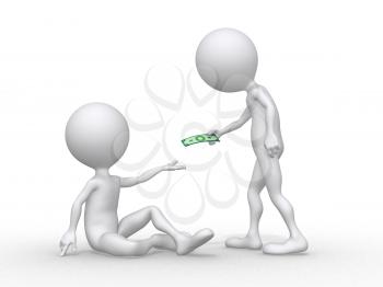 Royalty Free Clipart Image of a Person Giving Someone Money