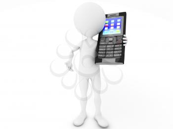 Royalty Free Clipart Image of a Figure With a Cell Phone