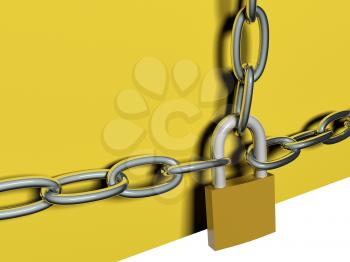 Royalty Free Clipart Image of a Chain and a Lock