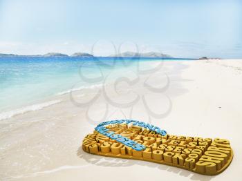 Royalty Free Clipart Image of Flip Flops Made of Words