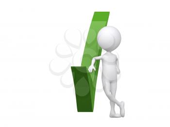 Royalty Free Clipart Image of a Figure With a Green Check