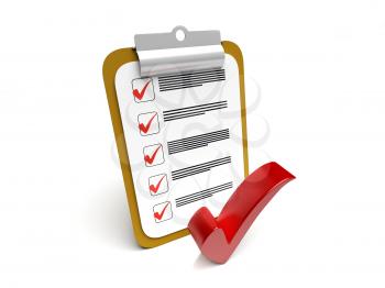 Royalty Free Clipart Image of a Checkmark and a Clipboard