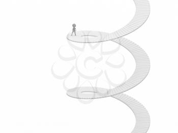 Royalty Free Clipart Image of a Figure Climbing Up a Staircase