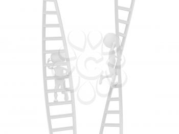 Royalty Free Clipart Image of Figures Climbing Up Ladders