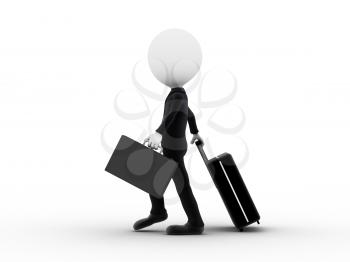Royalty Free Clipart Image of a Figure Taking a Business Trip