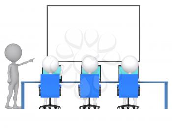 Royalty Free Clipart Image of Figures in a Classroom Setting