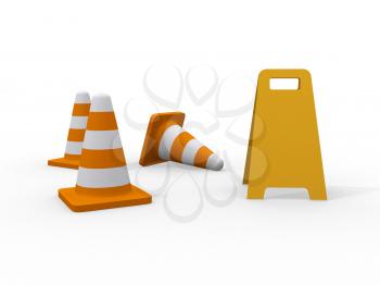 Royalty Free Clipart Image of a Cone Knocked Over