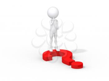 Royalty Free Clipart Image of a Figure Standing On a Question Mark