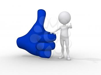 Royalty Free Clipart Image of a Figure Beside a Thumbs Up