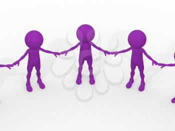 Royalty Free Clipart Image of Figures Joining Hands