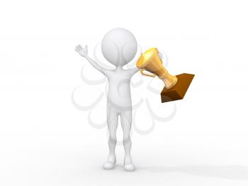 Royalty Free Clipart Image of a Figure With a Prize