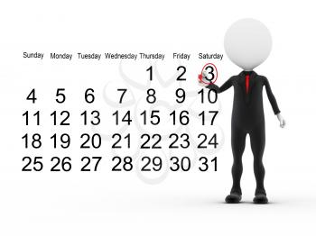 Royalty Free Clipart Image of a Figure With a Busy Calendar