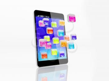 Royalty Free Clipart Image of a Smartphone With Icons