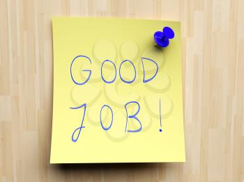 Royalty Free Clipart Image of a Note Stating Good Job