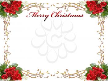 Royalty Free Clipart Image of a Christmas Background With Roses