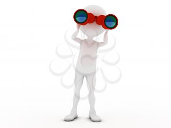 Royalty Free Clipart Image of a Figure Looking Through Binoculars