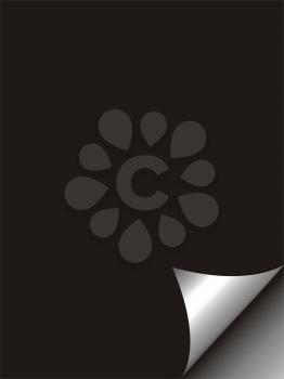 Royalty Free Clipart Image of a Black Paper With a Curl