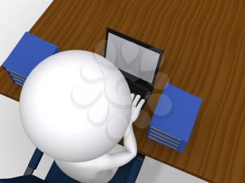 Royalty Free Clipart Image of a Figure Working on a Computer
